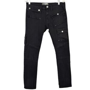 Caliber Jeans Mens 32x32 Cargo Utility Multi Pocket Black Slim